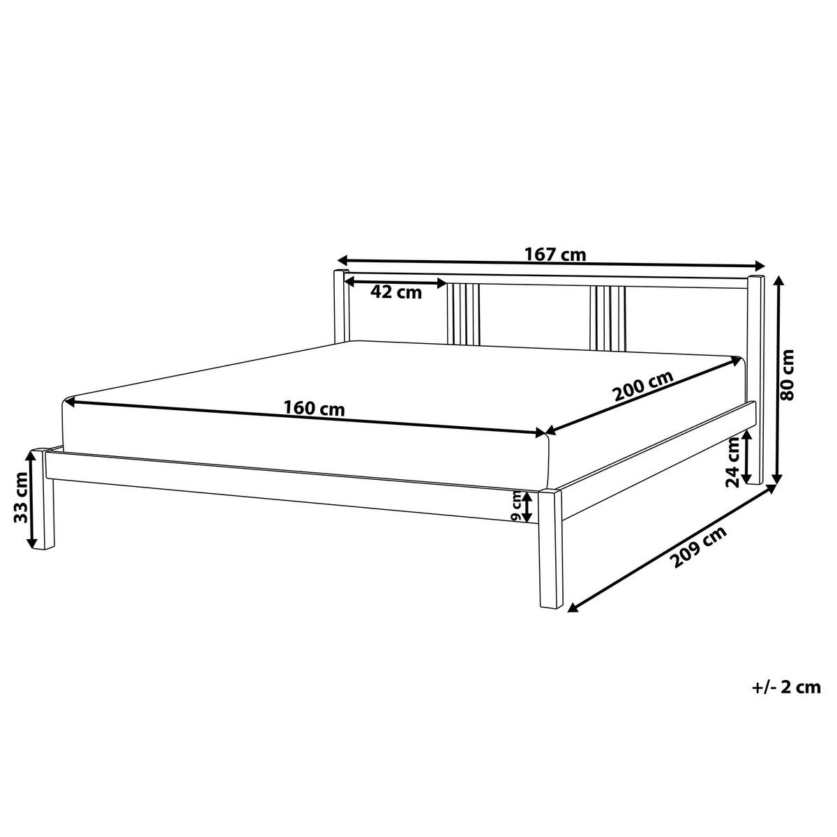 BETT mit Lattenrost 160x200 cm Heller Holzfarbton Vannes - Hellbraun, Holz (160/200cm) - Beliani