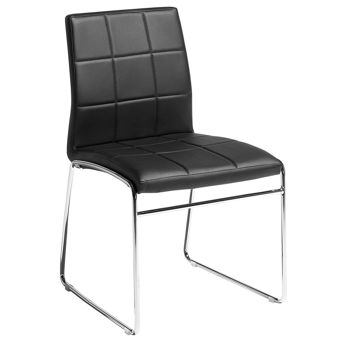 ESSZIMMERSTUHL 2er-Set Kunstleder Schwarz Kiron - Schwarz, Textil/Metall (50/84/54cm) - Beliani