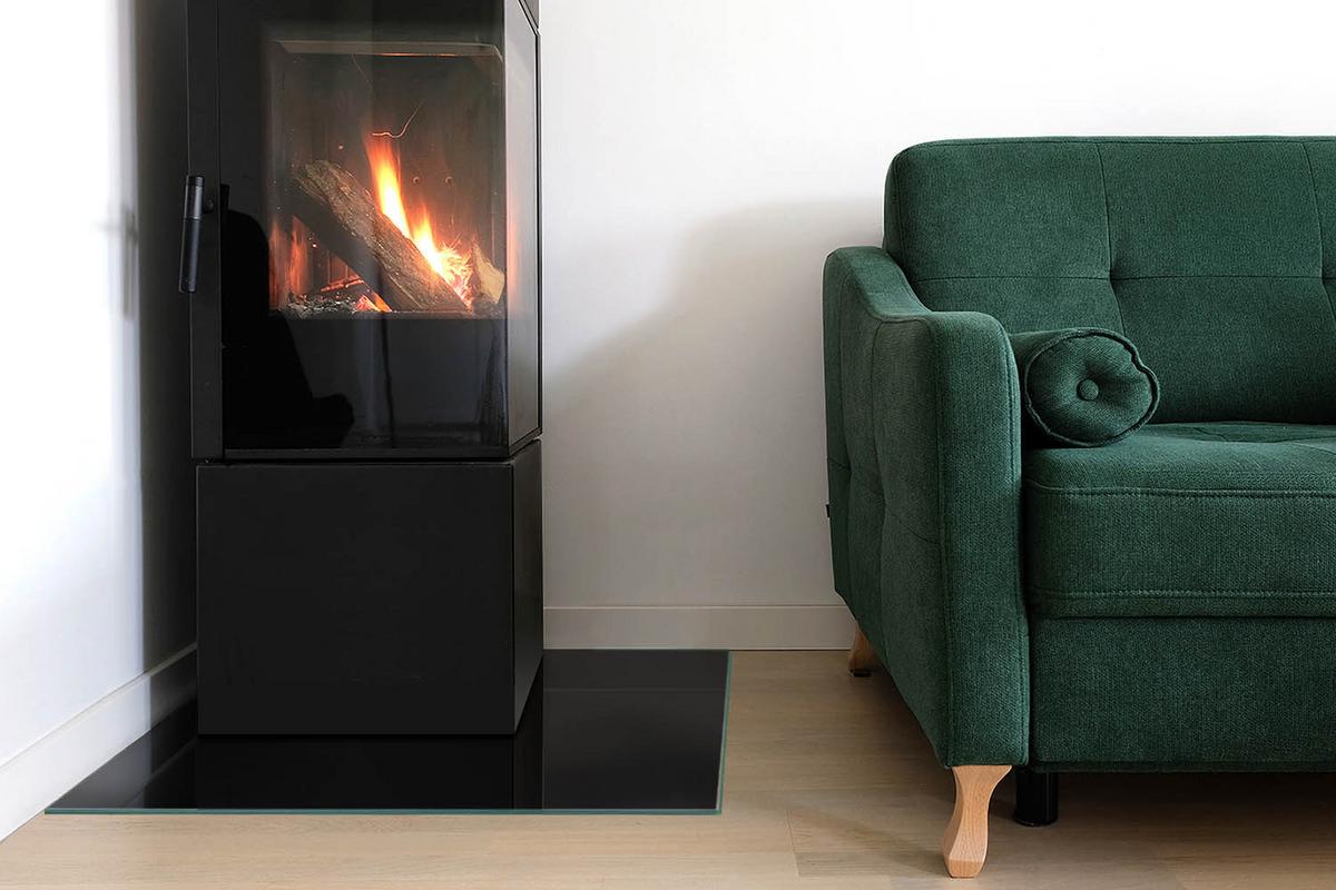 GLASPLATTE für Kamin 60x60 cm - Schwarz, Glas (60/60/0.4cm) - TULUP
