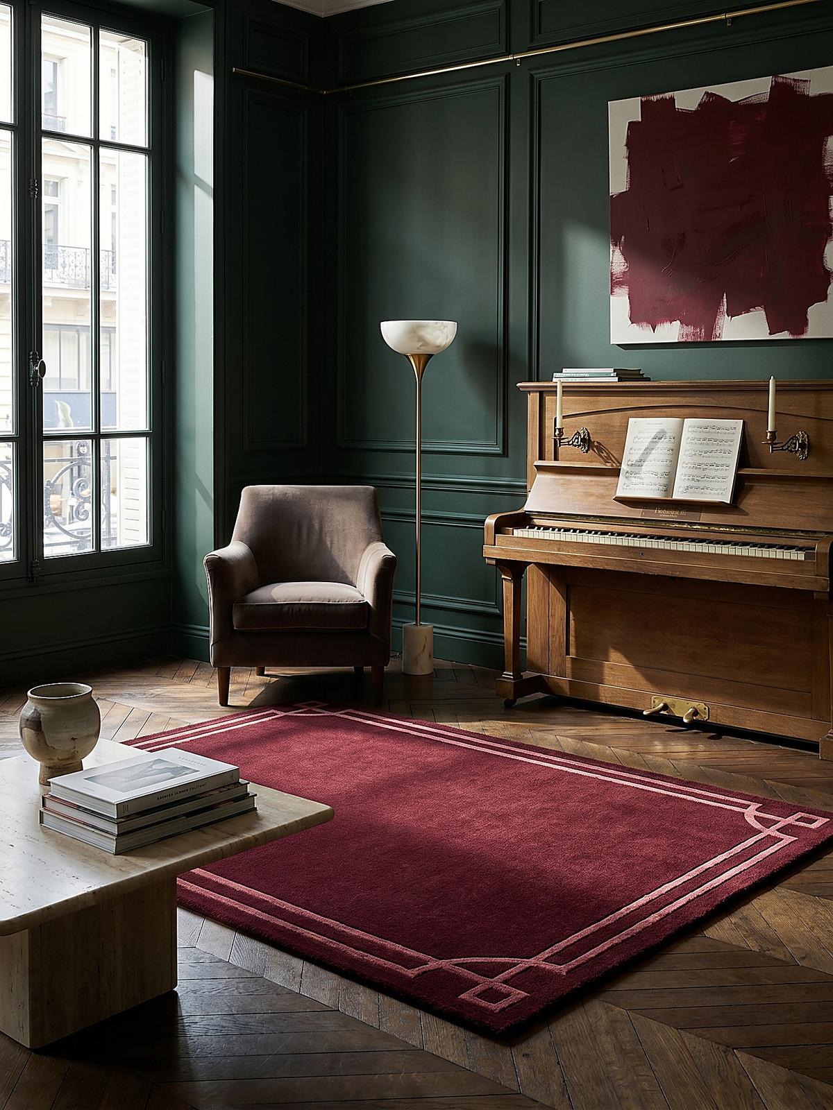 WOLLTEPPICH GLEN, mit Bordüre, Rot, 120 x 170 cm - Rot, Textil (170/120cm) - KADIMA DESIGN
