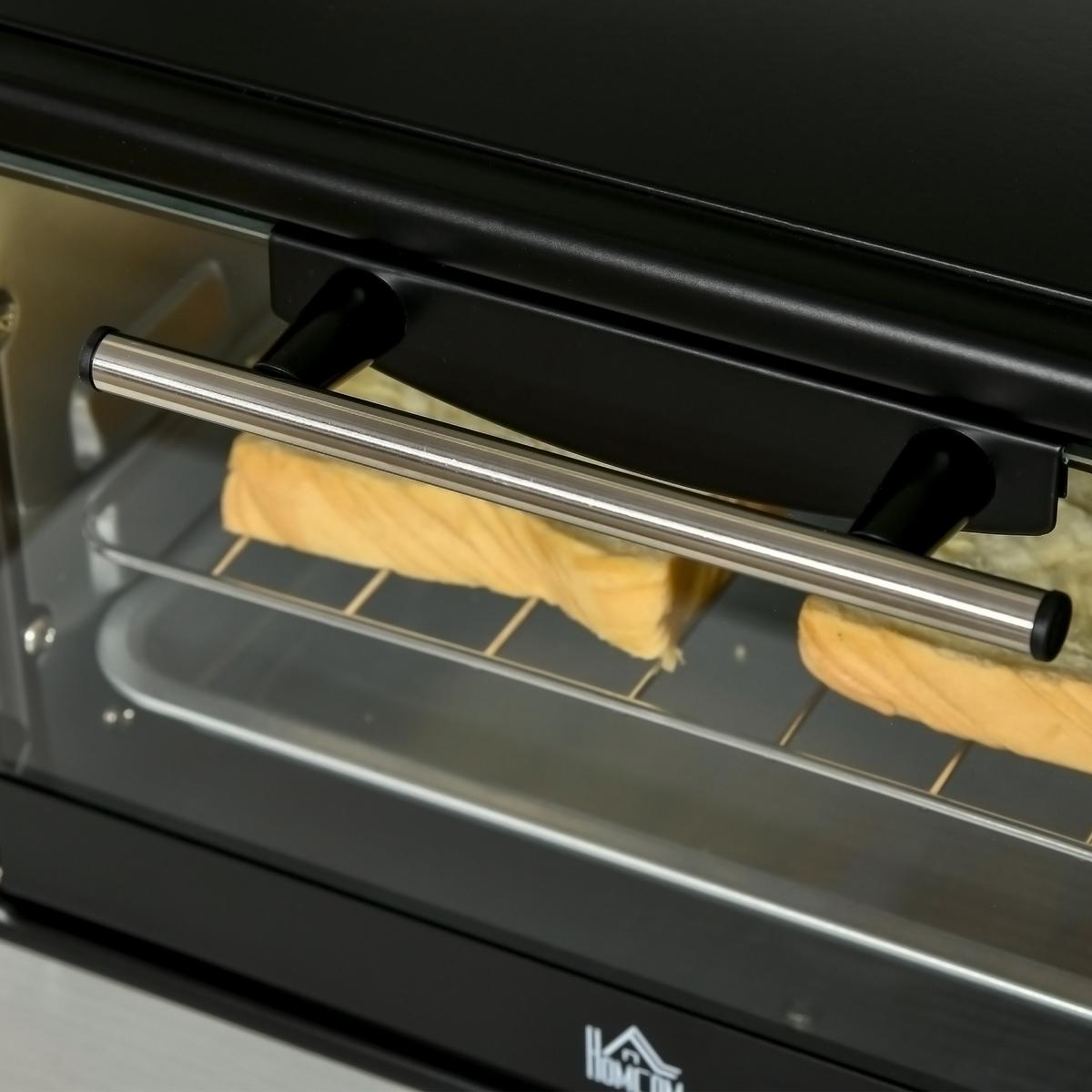 MINIBACKOFEN Metall Gehärtetes Glas Schwarz - Schwarz, Metall (36.5/26/22cm) - HOMCOM