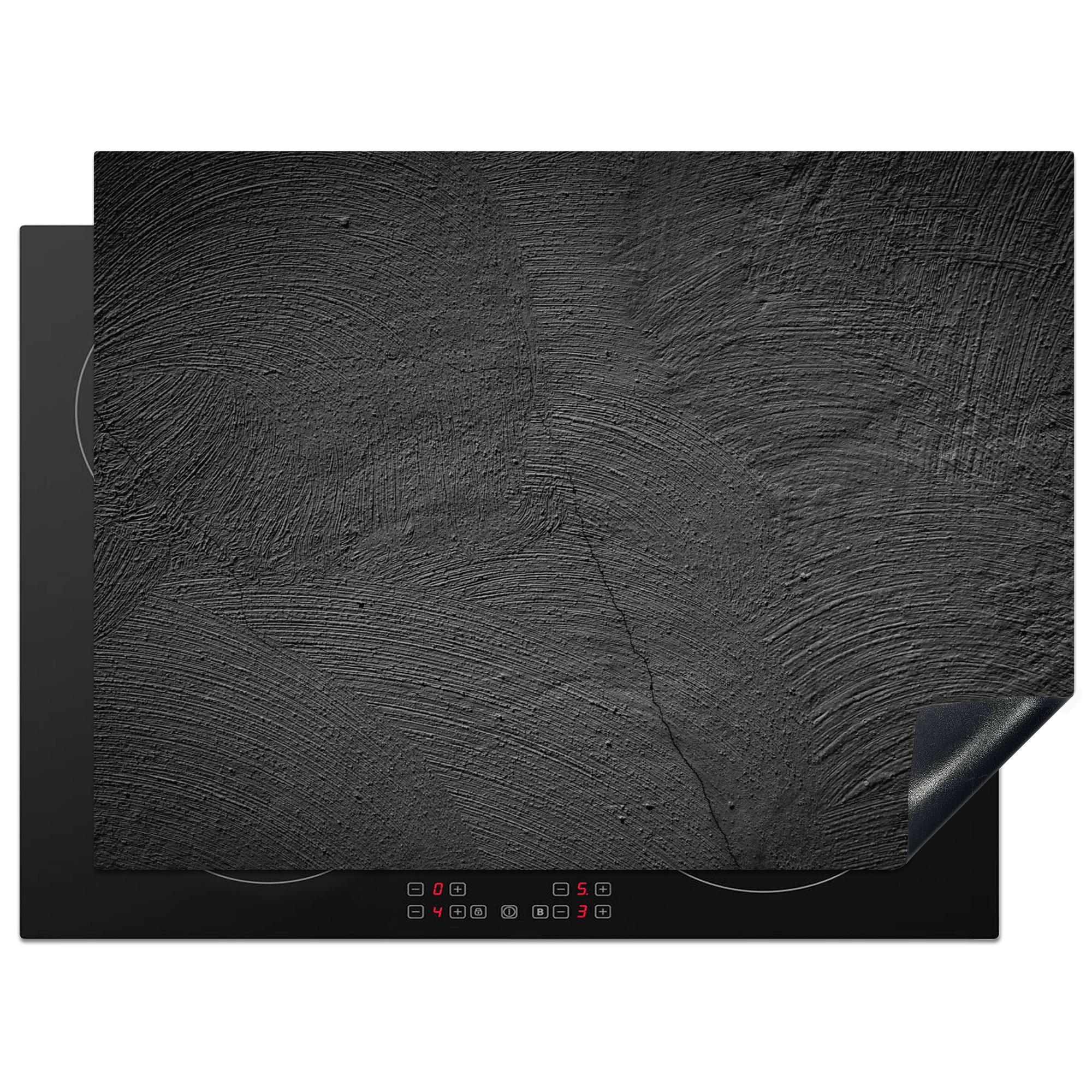 HERDABDECKPLATTE Beton - Schwarz - Industriell Induktionsmatte 71x52 cm - Anthrazit, Kunststoff (71/52/0.2cm) - MuchoWow