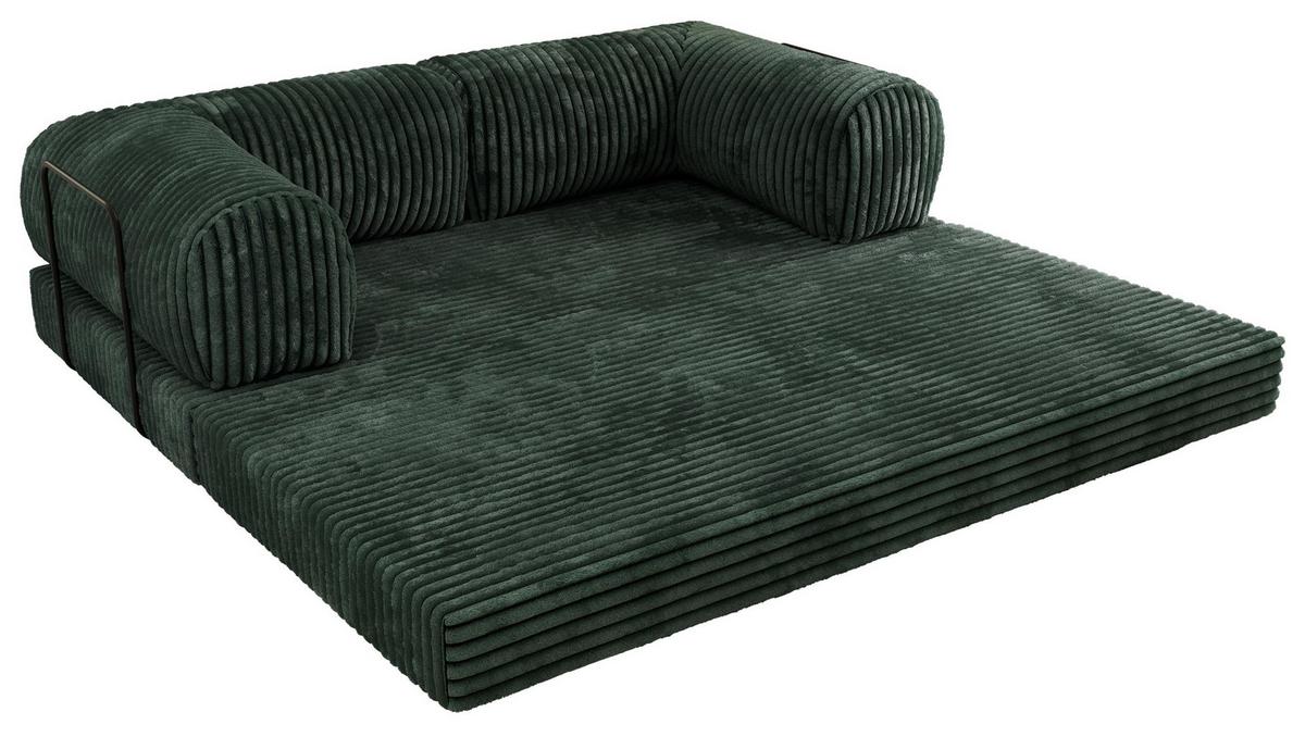 3-SITZER SOFA ORSETTO - Dunkelgrün Cord - Dunkelgrün/Schwarz, Textil/Metall (200/70/100cm) - MKS