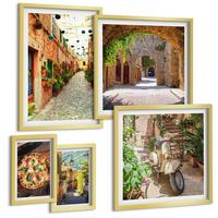BILDER SET 5er Set - 50x50 cm & 20x30 cm & 40x60 cm Goldrahmen - Amerikanische Symbole, USA-Flagge - Goldfarben, Kunststoff (40/60cm) - TULUP