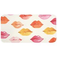 BADEMATTE Lippen - Bunt - Glänzend 120x60 cm - Rosa, Textil (120/60cm) - OnlyWow