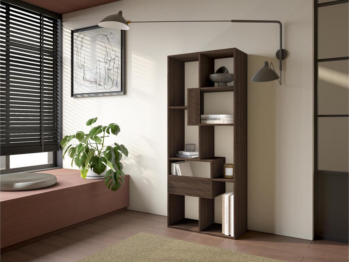 REGAL Bibliothek, Eiche dunkel, 67/31/162cm - Dunkelbraun, Holzwerkstoff (67/162/31cm) - Skraut Home