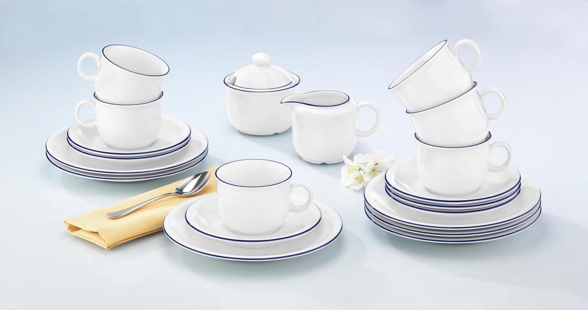 KAFFEESERVICE Compact Blaurand weiß-blau 20-tlg. - Blau/Weiß, Keramik (2/2/2cm) - Seltmann Weiden