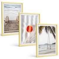 BILDER SET 3er Set - 40x60 cm Goldrahmen - Strandtreppe aus Holz, Urlaub - Goldfarben, Kunststoff (40/60cm) - TULUP
