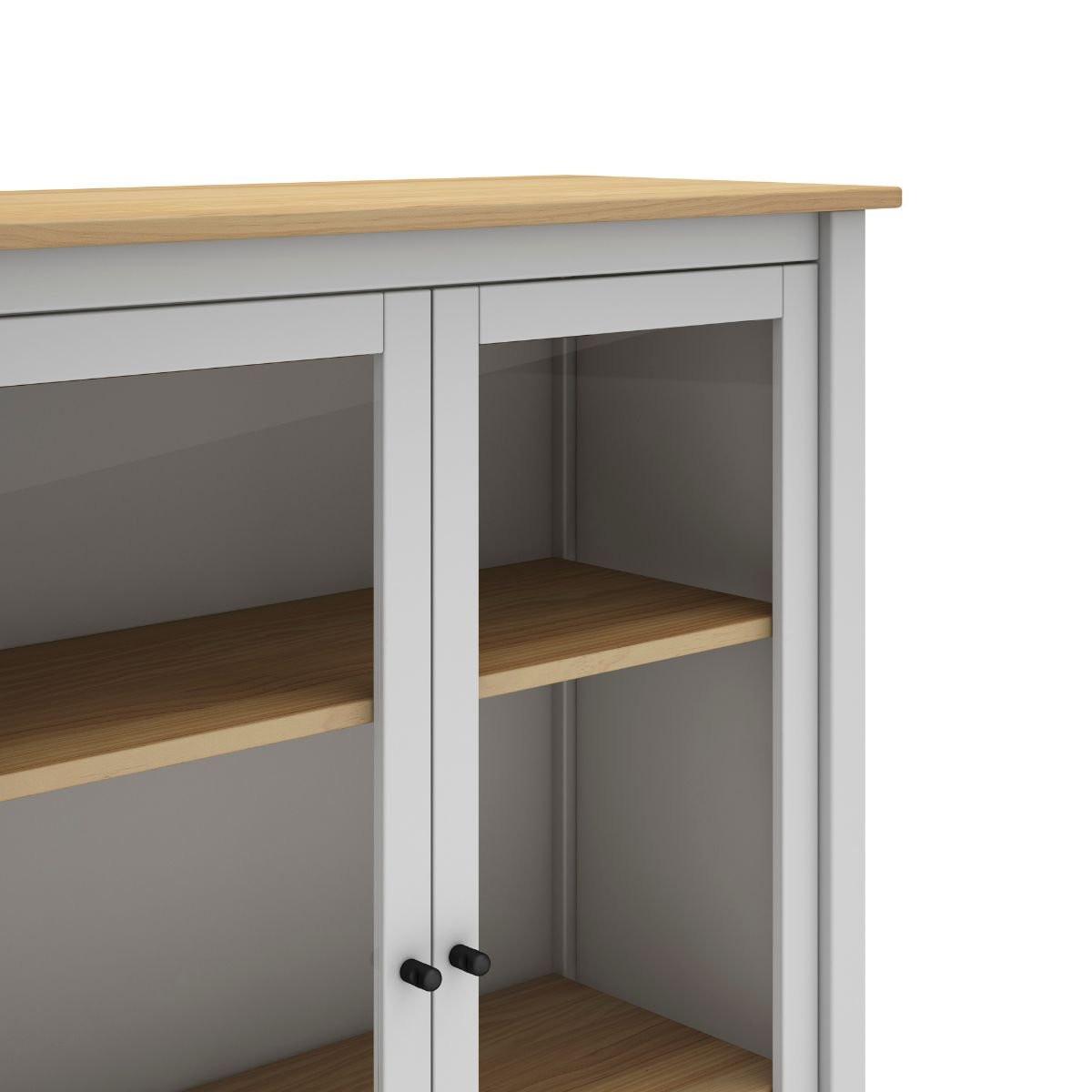 VITRINE 2 Türen L90 x H110 cm - Misti - Weiß, Holz (40/110/90cm) - Calicosy