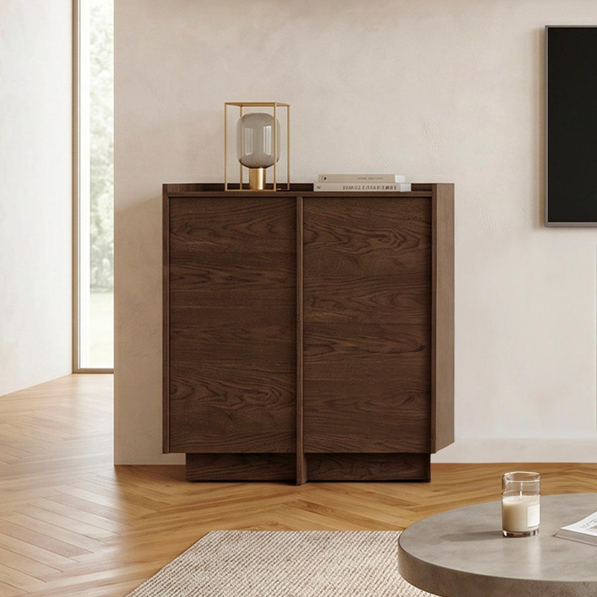 SIDEBOARD Japandi Dunkles Holz - Braun, Holzwerkstoff (102/128/38cm) - Petits-meubles