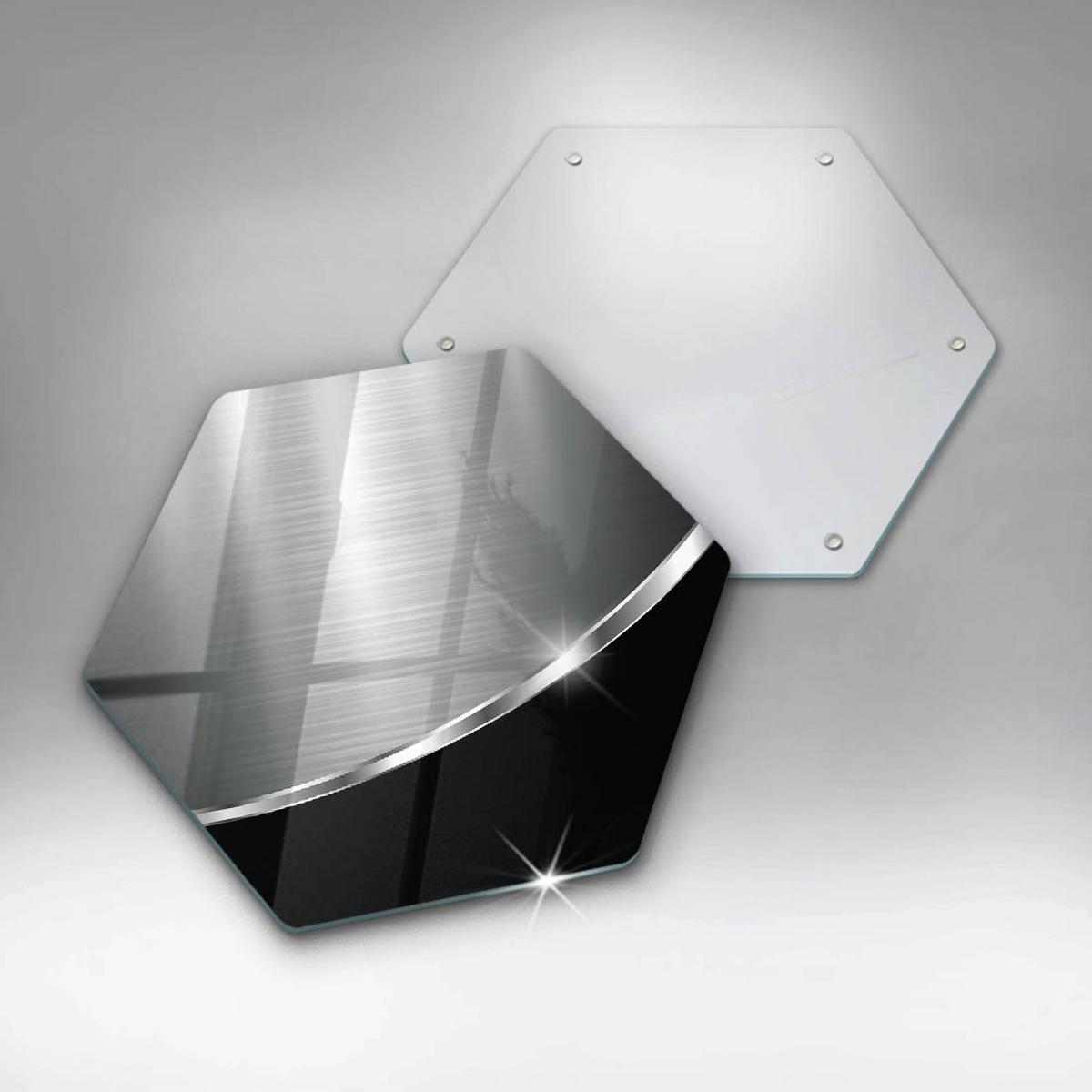 GLASPLATTE 40 cm Metallische Abstraktion - Alufarben, Glas (40/40cm) - Wallfluent