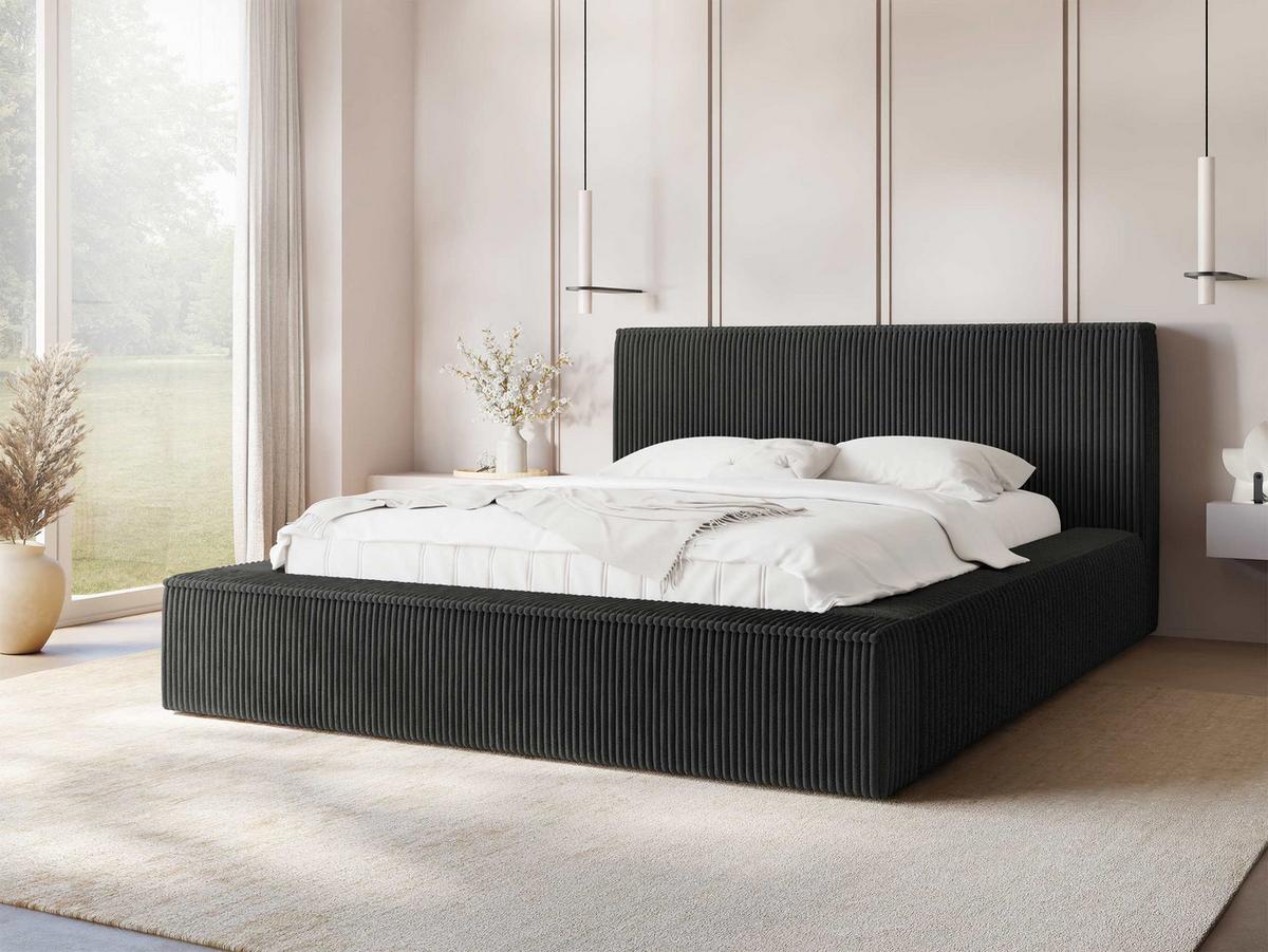 POLSTERBETT Glexi - Dunkelgrau, Holz/Textil (180/200cm) - MIRJAN24