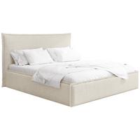 POLSTERBETT Pillow mit Bettkasten, Lattenrost & hohem Kopfteil in Creme Chenille 140x200 cm - Birkefarben/Creme, Holz/Kunststoff (140/200cm) - WFL GROUP