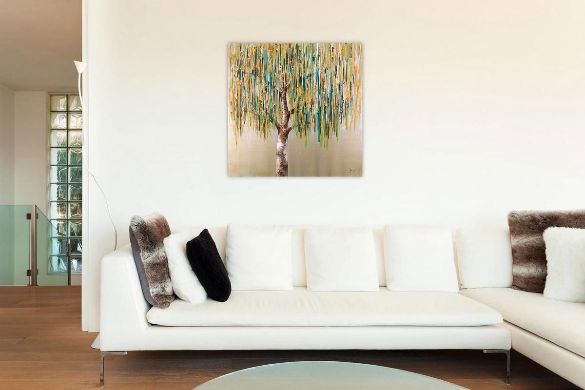 ACRYLBILD HANDGEMALT 80/80 cm - Grün, Holz/Textil (80/80cm) - KUNSTLOFT