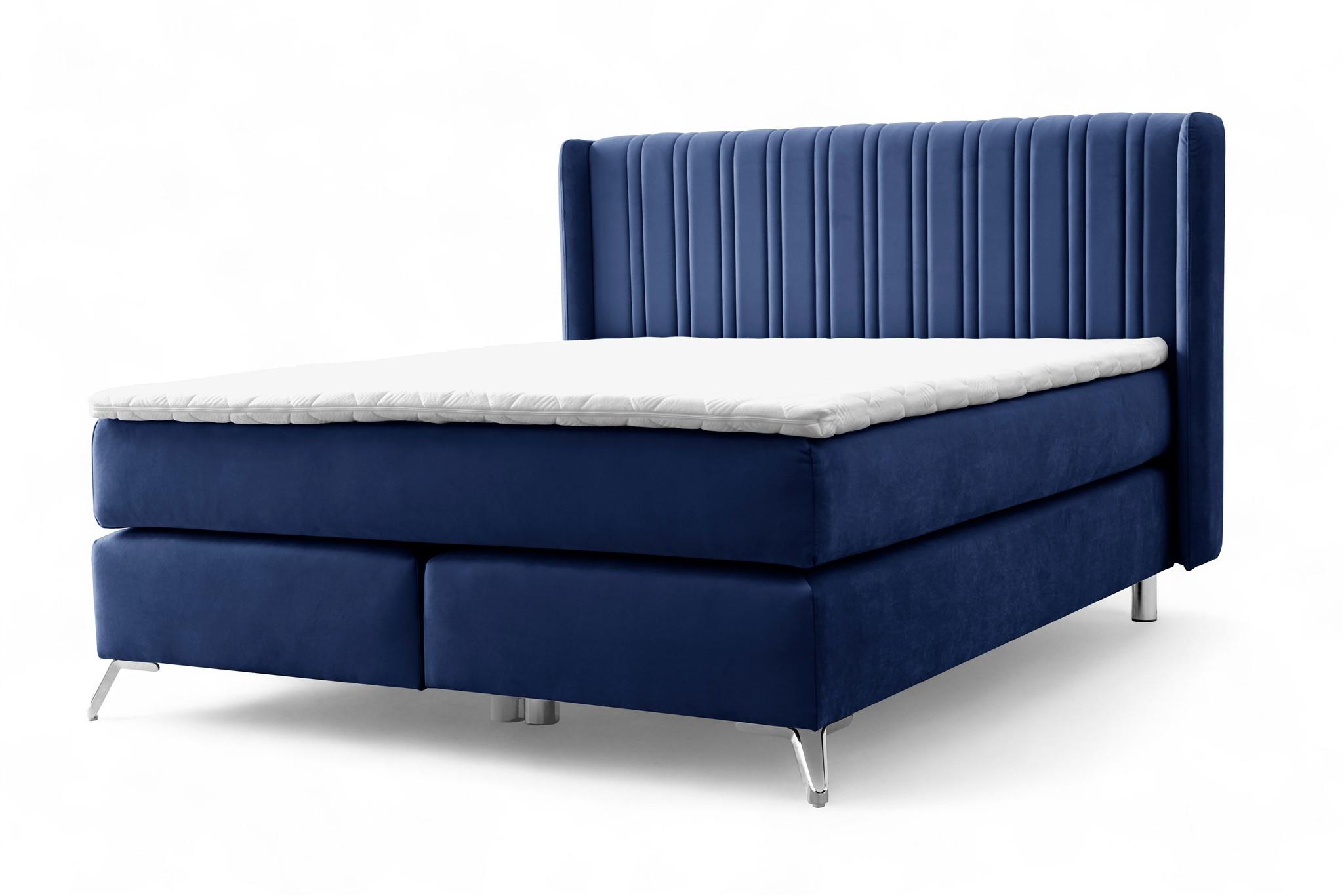 BOXSPRINGBETT Agnus - Blau, Holzwerkstoff/Textil (160/200cm) - Fun Möbel