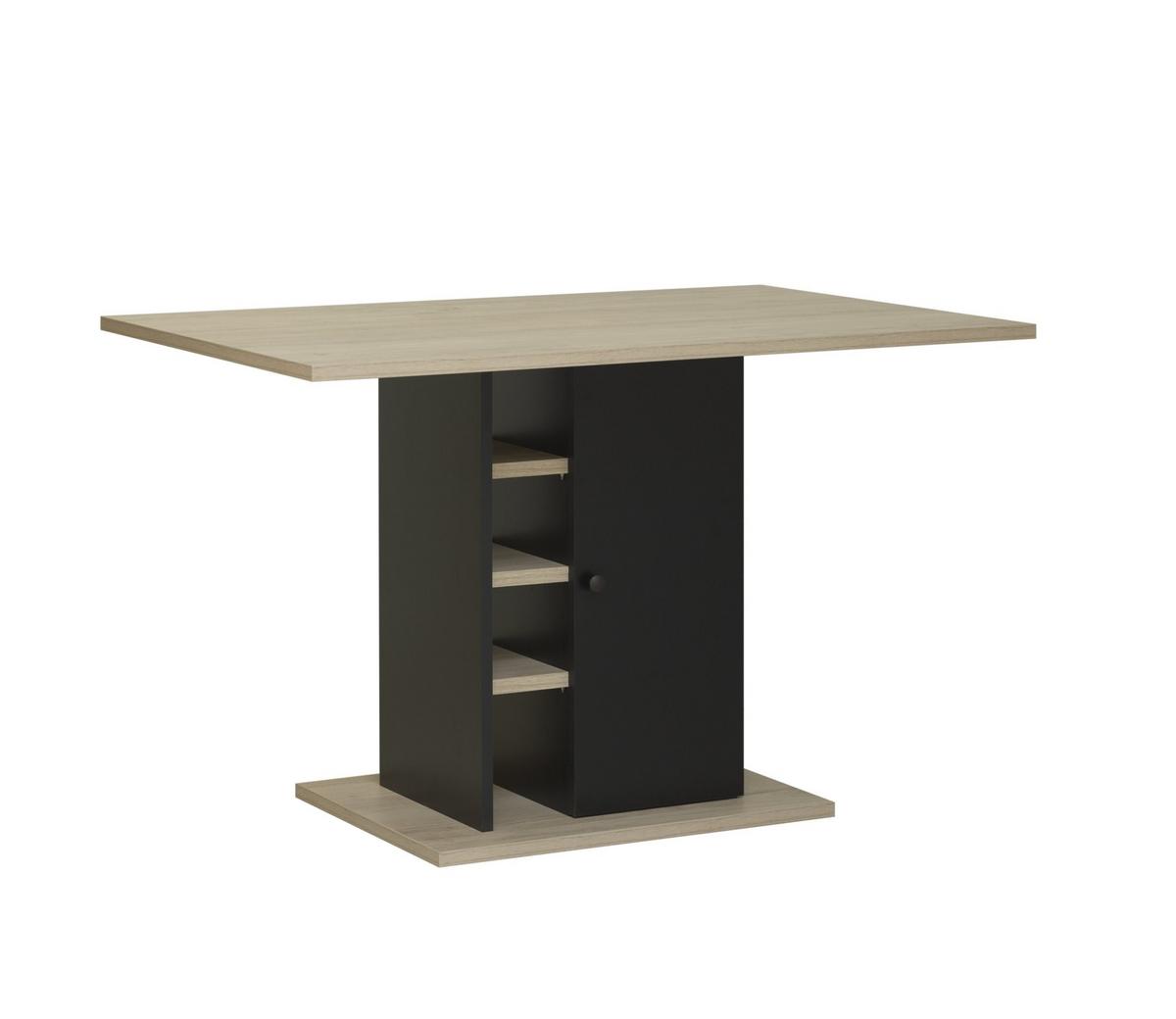 RECHTECKIGER Esstisch mit Aufbewahrung Oxford - Französische Herstellung - 80/120/75 cm - Schwarz, Holzwerkstoff (27.94/120/75cm) - Calicosy