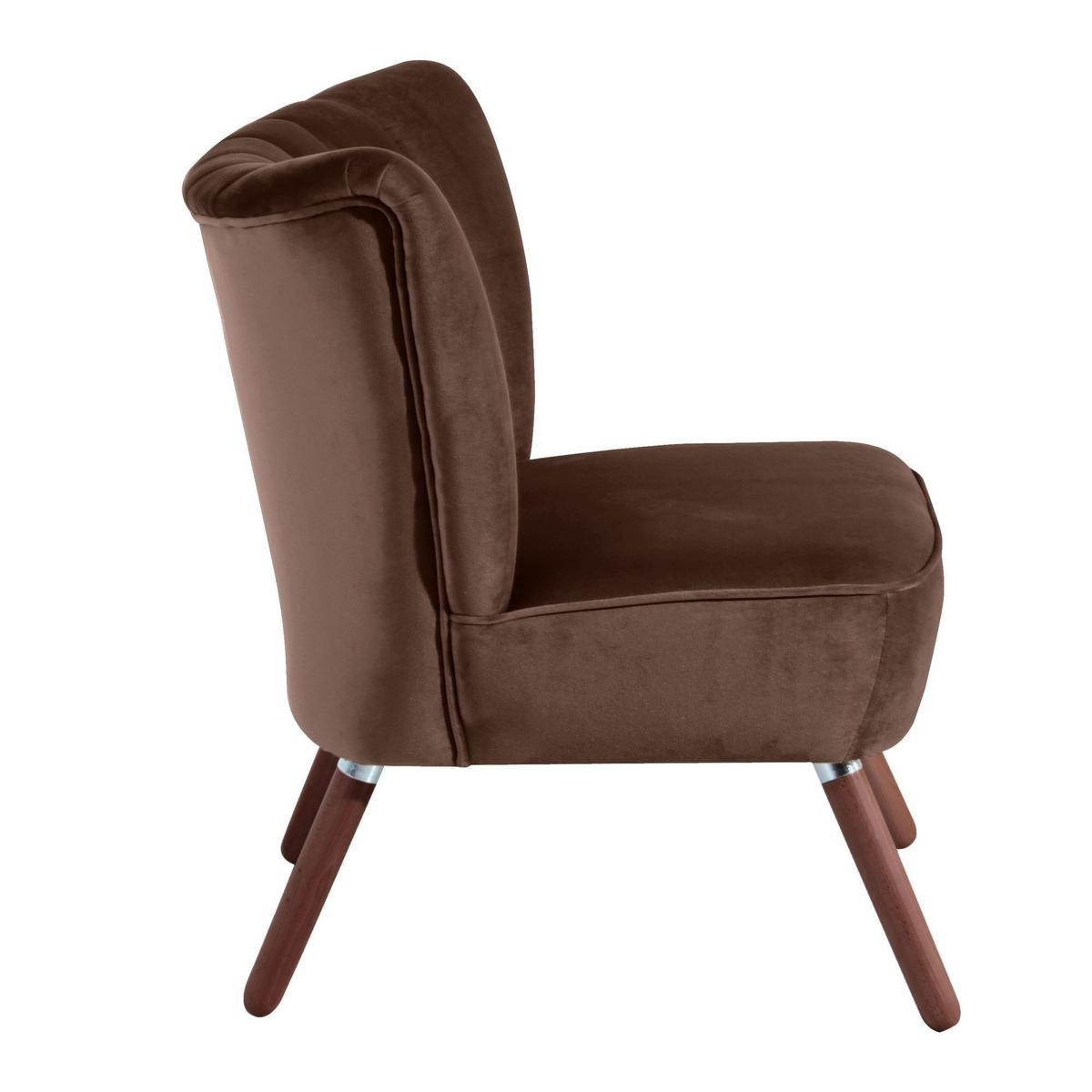 SESSEL Kadisha Bezug Samtvelours Buche nussbaum dunkel / braun - Buche Kolonial/Braun, Kunststoff (70/80/66cm) - 58aufmkessel