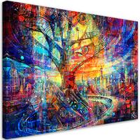 LEINWANDBILD Baum Abstraktion Bunt 120x80cm - Multicolor, Textil (120/80cm) - Feeby