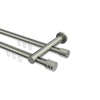 GARDINENSTANGE INNENLAUF Platon Estana 420 cm (geteilt in 3 x 140 cm), 2-läufig, 20 mm Ø Edelstahl-Optik - Edelstahlfarben, Metall (420cm) - INTERDECO