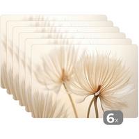PLATZSETS 6er-Set Blumen - Beige - Natur Telleruntersetzer 45x30 cm - Ecru, Kunststoff (0.3/45/30cm) - MuchoWow