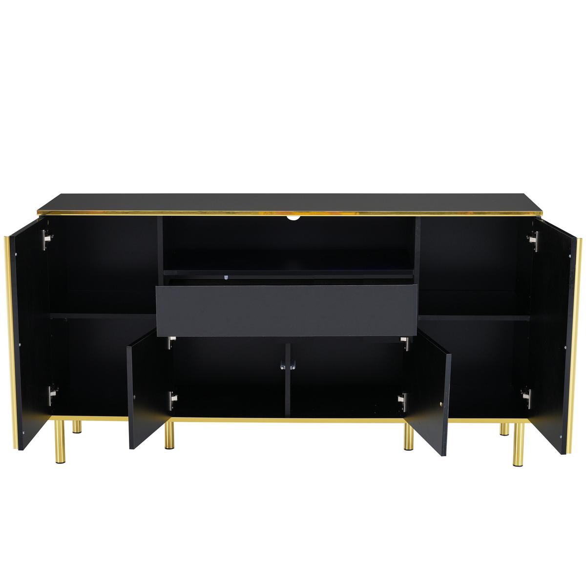 SIDEBOARD Schwarz mit LED 150/40/80 cm - Schwarz, Holzwerkstoff (40/80/150cm) - Urban Meuble