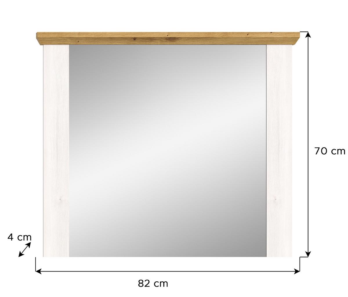 GARDEROBENSPIEGEL weiß Lärche und Eiche, 82 x 70 cm, Wandspiegel im Landhaus-Stil - Weiß/Eiche Artisan, Glas/Holzwerkstoff (82/70/4cm) - Inn.Furn