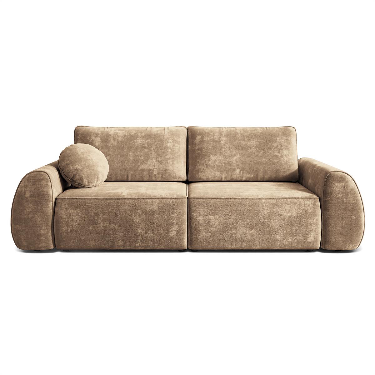 BETTSOFA ZEFEO Beige Chenille-Stoff mit Schlaffunktion - Beige, Textil (264/96/106cm) - MASSENO