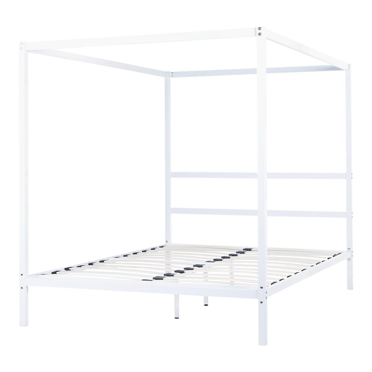 HIMMELBETT 160/200cm Weiß Lestards - Weiß, Metall (160/200cm) - Beliani