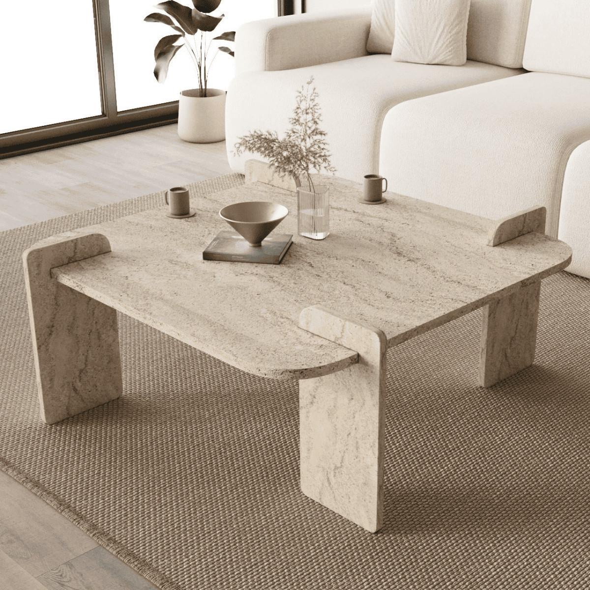 COUCHTISCH mit quadratischer platte 90/90/35 cm - Beige, Holzwerkstoff (8/90/35cm) - Calicosy