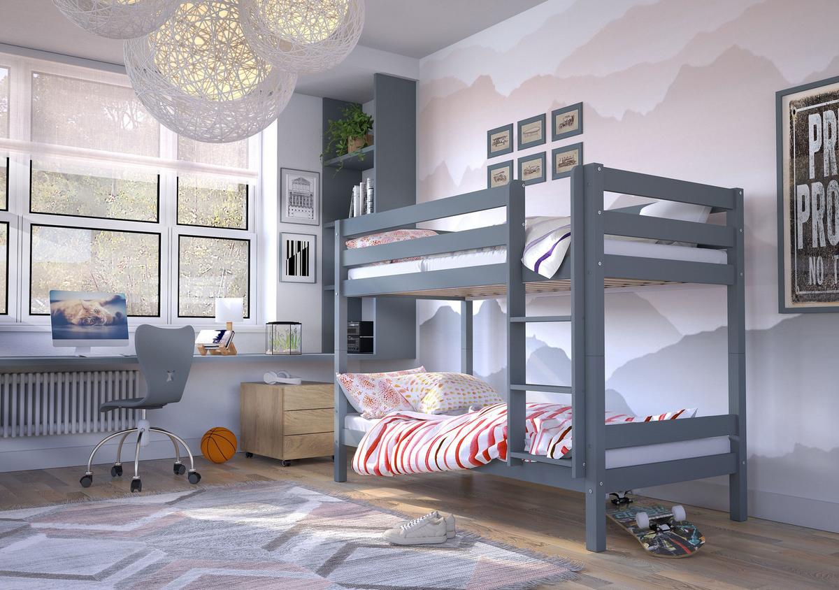 ETAGENBETT SVENO 90x190 cm Anthrazit - Anthrazit, Holz (90/190cm) - MASSENO