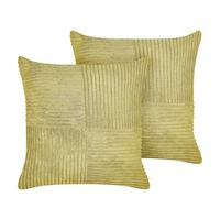 DEKOKISSEN CORD 2er-Set Olivgrün 43/43 cm Millet - Olivgrün, Textil (43/43cm) - Beliani