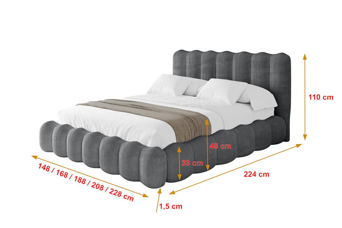 POLSTERBETT mit Bettkasten und Lattenrost, Boxbett ohne Matratze - SORA 180x200 Dunkelgrau - Anthrazit, Holzwerkstoff/Textil (180/200cm) - ALTDECOR