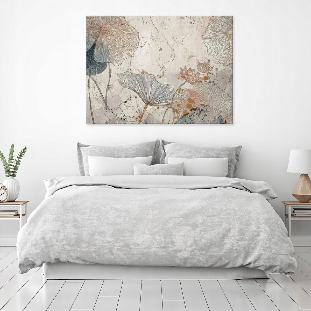 LEINWANDBILD Blumen Beton Beige 100x70 cm - Multicolor, Holzwerkstoff (100/70cm) - Wallarena