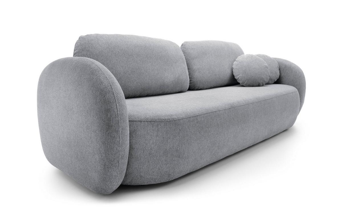 BETTSOFA AMICO Grau Geflochtener Stoff mit Schlaffunktion - Grau, Holz (238/86.5/101cm) - MASSENO