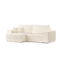ECKSOFA CAVO mit Schlaffunktion Creme im Tilia Stoff - Creme/Schwarz, Holz/Holzwerkstoff (255/148cm) - AltaBeds