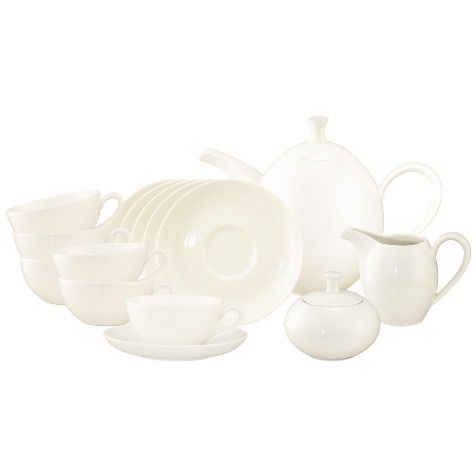 TEESERVICE Savona Fine Diamond creme 15-tlg. - Creme, Keramik (2/2/2cm) - Seltmann Weiden