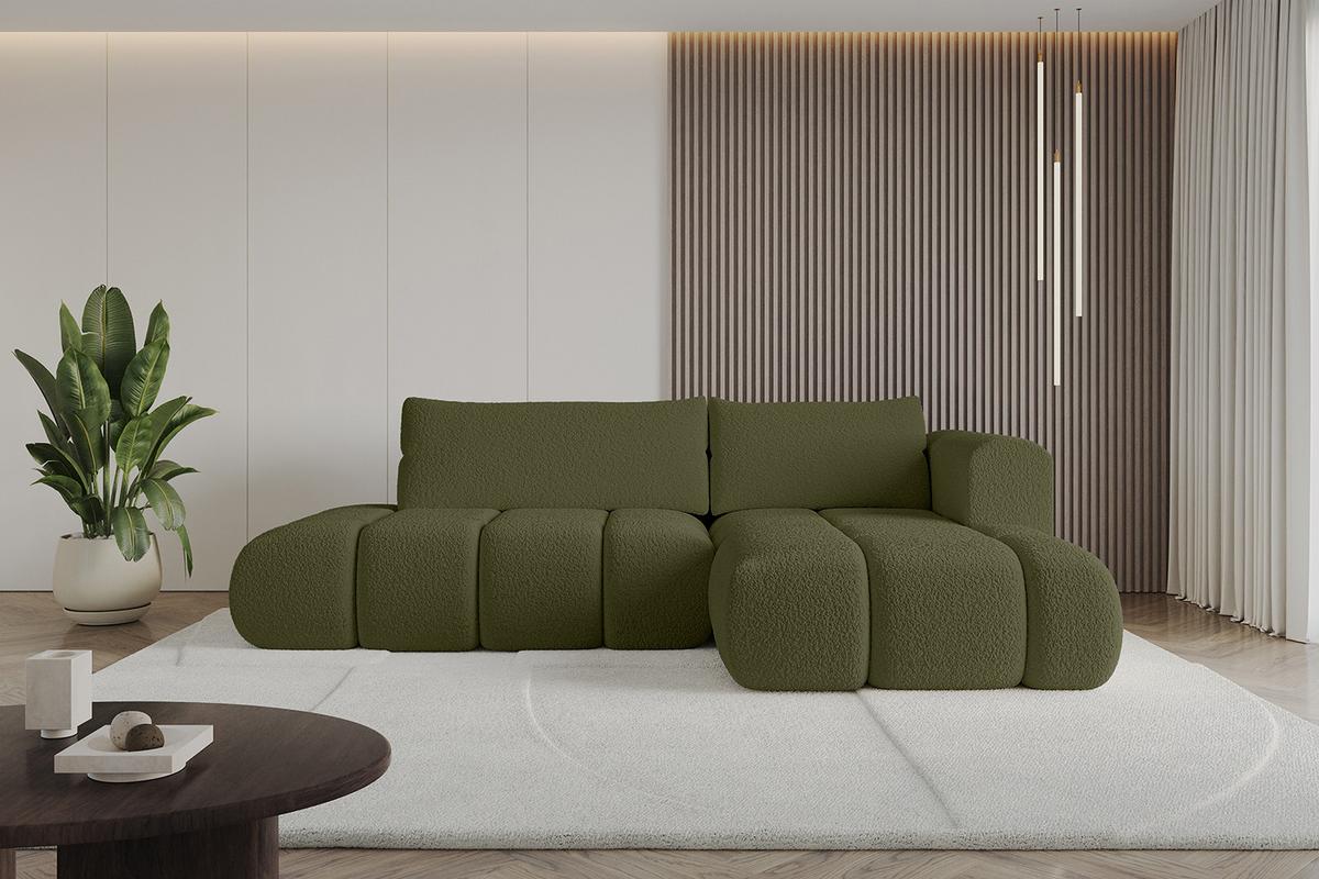 ECKSOFA Ottomane Rechts CLOUD-L 280x185x90 Grün Bouclé - Grün, Holzwerkstoff/Kunststoff (185/280cm) - ALTDECOR