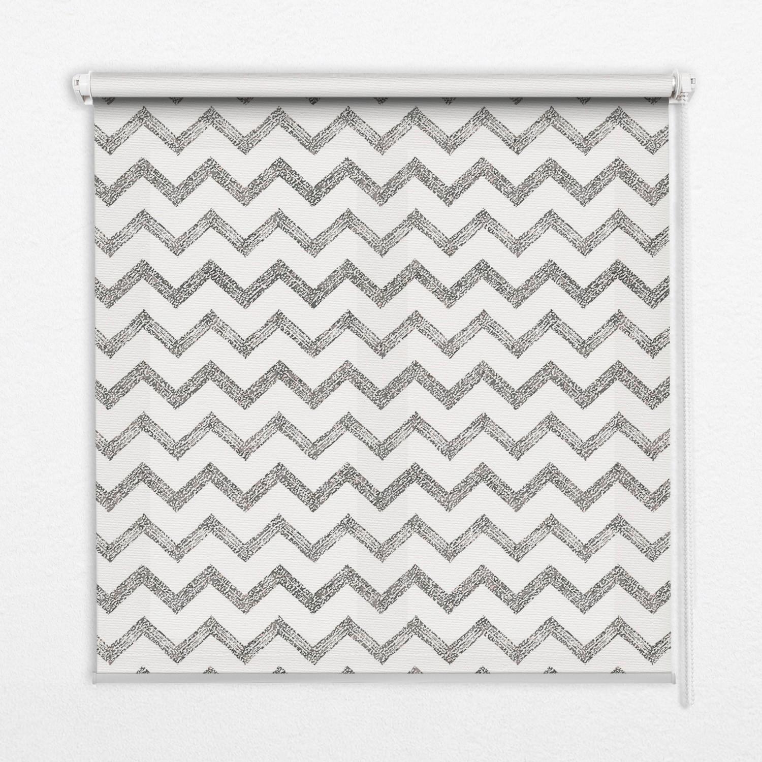 INNENROLLO - Fensterrollo - Rollo - 130x140 cm - Graue horizontale Zickzacklinien - Grau, Kunststoff (130/140/0.5cm) - TULUP