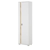 STAURAUMSCHRANK weiß matt, Eiche Wotan 55 x 200 cm, Mehrzweckschrank inklusive Frontbeleuchtung - Eiche Wotan/Silberfarben, Holzwerkstoff/Kunststoff (55/200/35cm) - Furn.Design