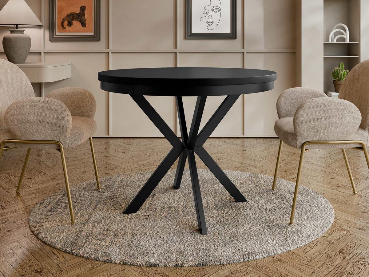 ESSTISCH ausziehbar Edder 90 - Schwarz, Holzwerkstoff/Metall (90/90/76cm) - MIRJAN24