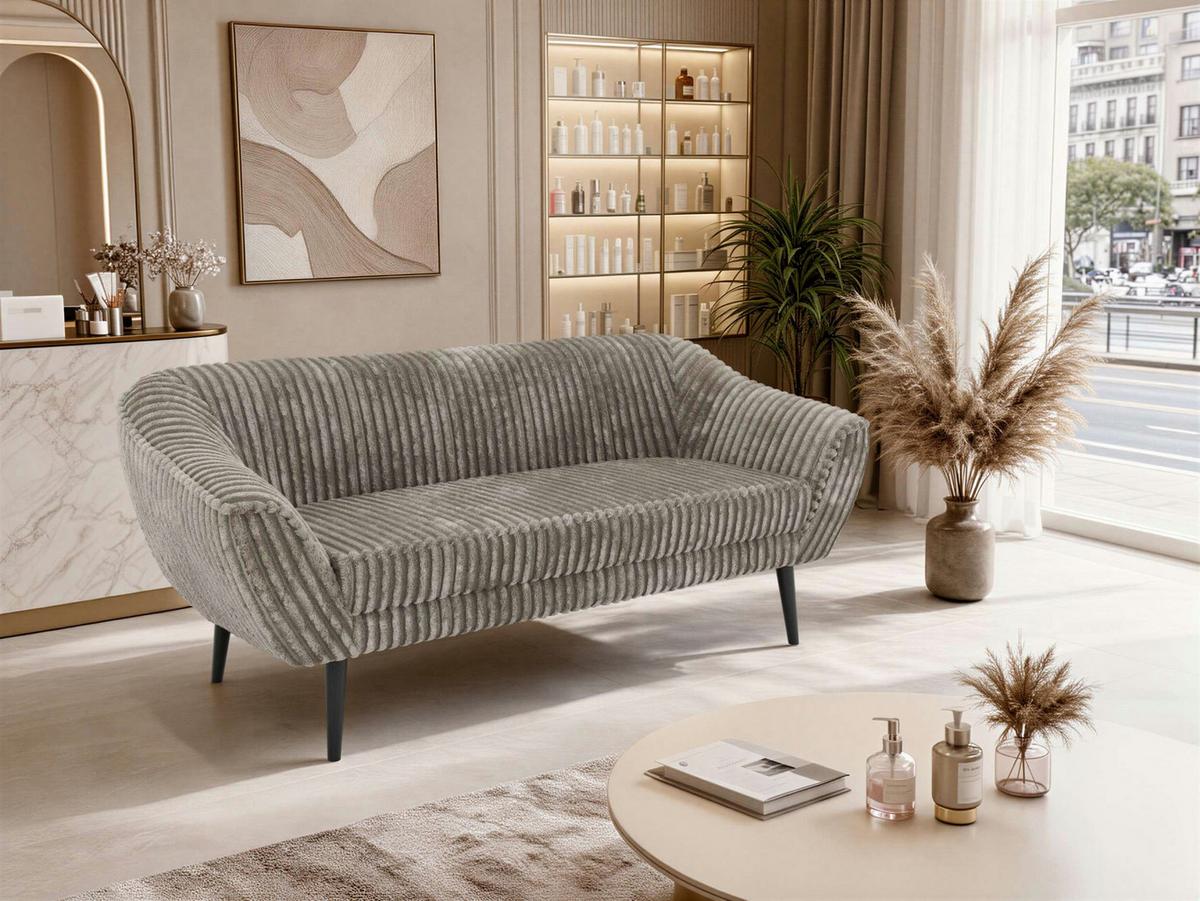 3-SITZER-SOFA PIRS - Hellbraun Cord - Schwarze Beine - Hellbraun/Schwarz, Holzwerkstoff/Textil (180/75/74cm) - MKS