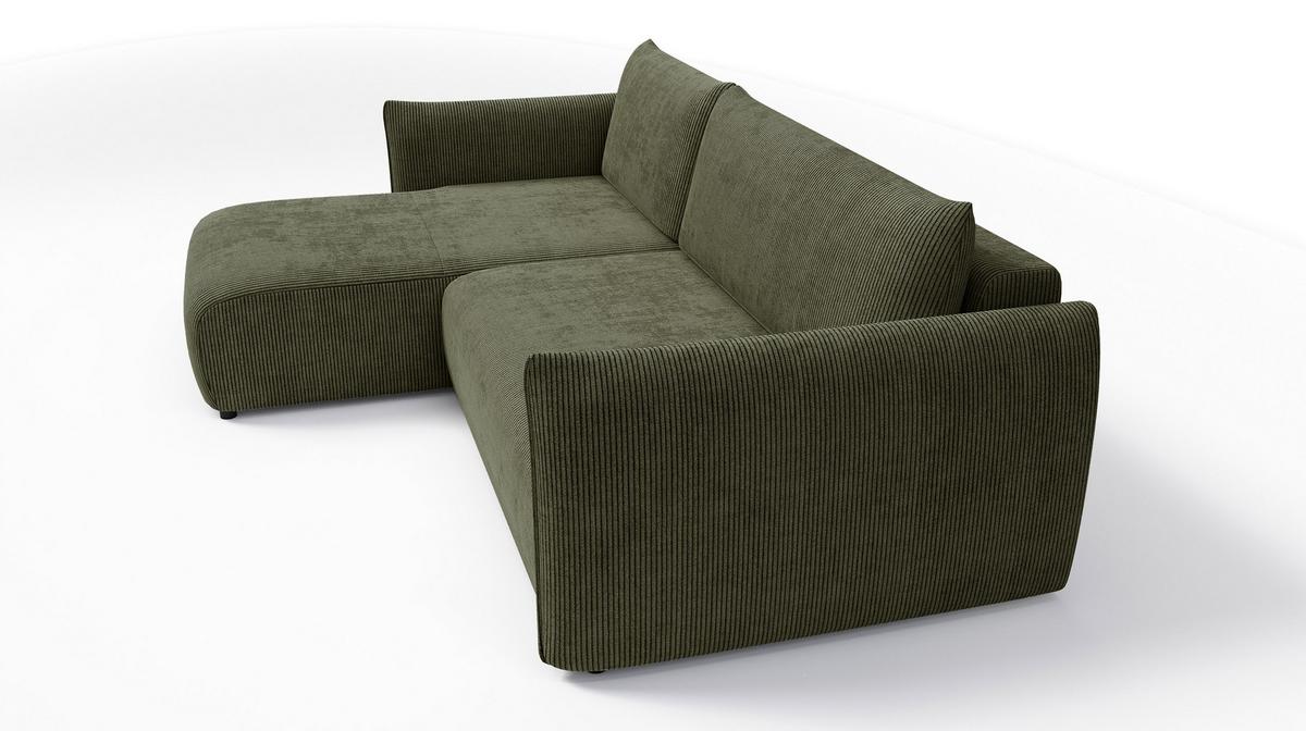 ECKSOFA TAUER 3-Sitzer rechts, olive - Dunkelgrün/Schwarz, Holz/Textil (248/173cm) - Wozimo