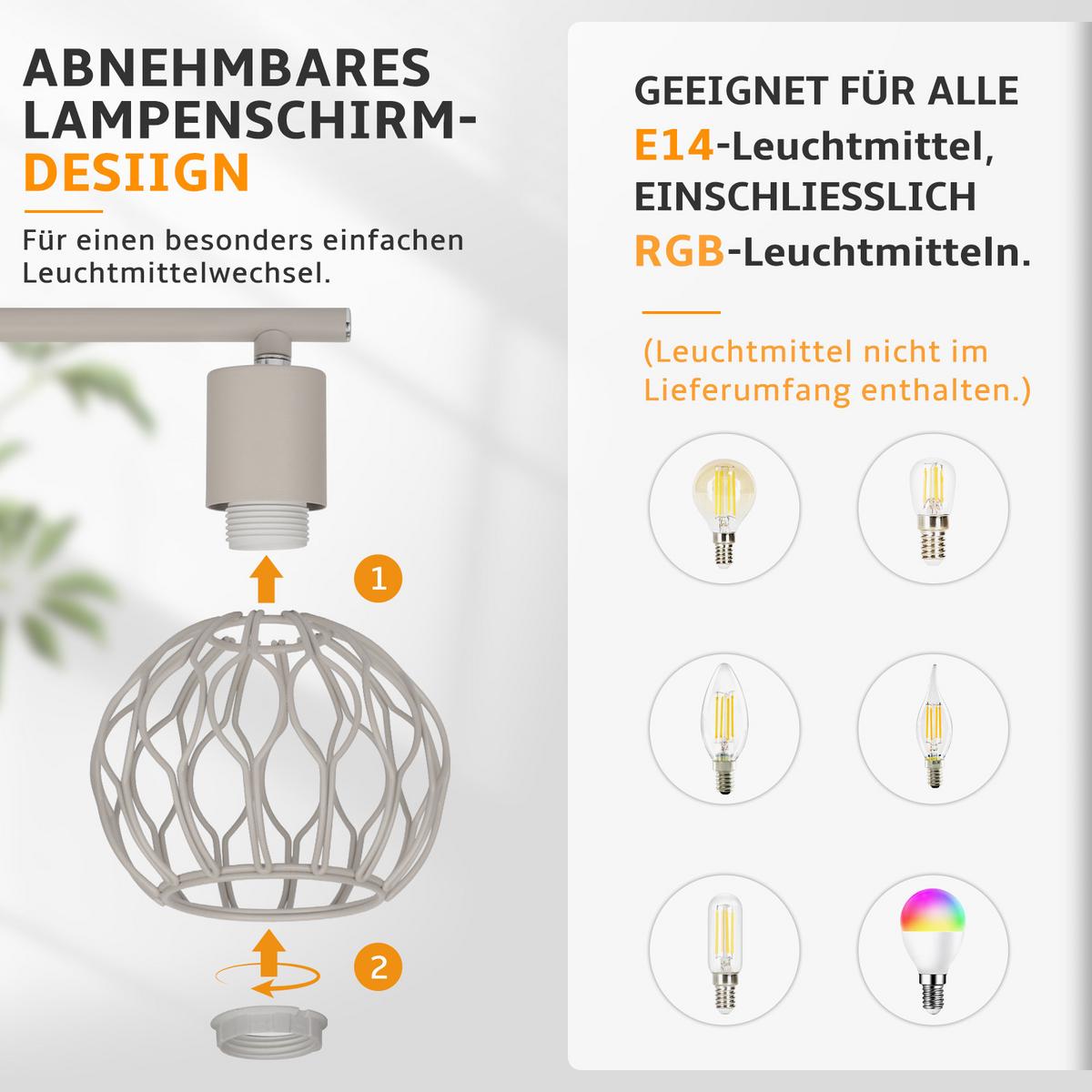 DECKENSTRAHLER Krythveth 25/10/18 cm - Grau, Metall (25/10/18cm) - ZMH