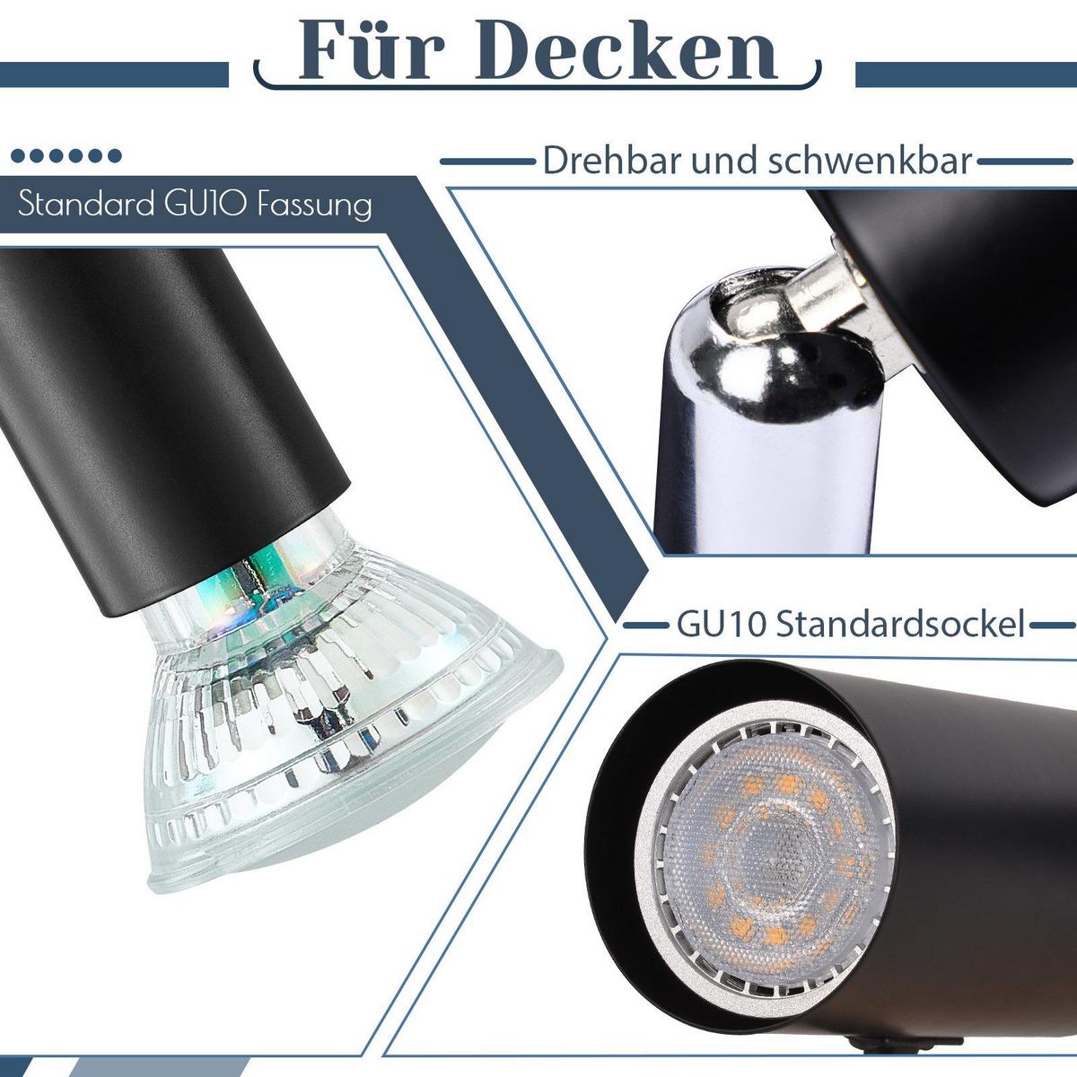 DECKENSTRAHLER Bamberg 3-flammig 15/15/10.4 cm - Schwarz, Metall (15/15/10.4cm) - Nettlife