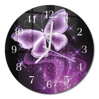 WANDUHR aus Glas Ø30 cm - Schmetterling - Lila, Glas (30/30/0.4cm) - TULUP