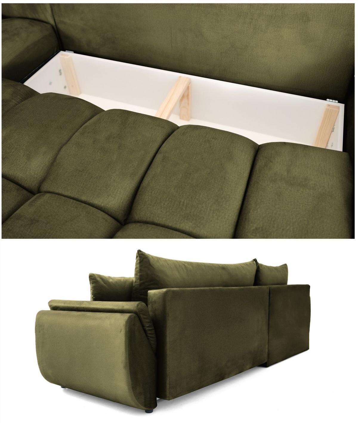 ECKSOFA Collin Mit Schlaffunktion - Grün, Holzwerkstoff/Textil (280/185cm) - Fun Möbel