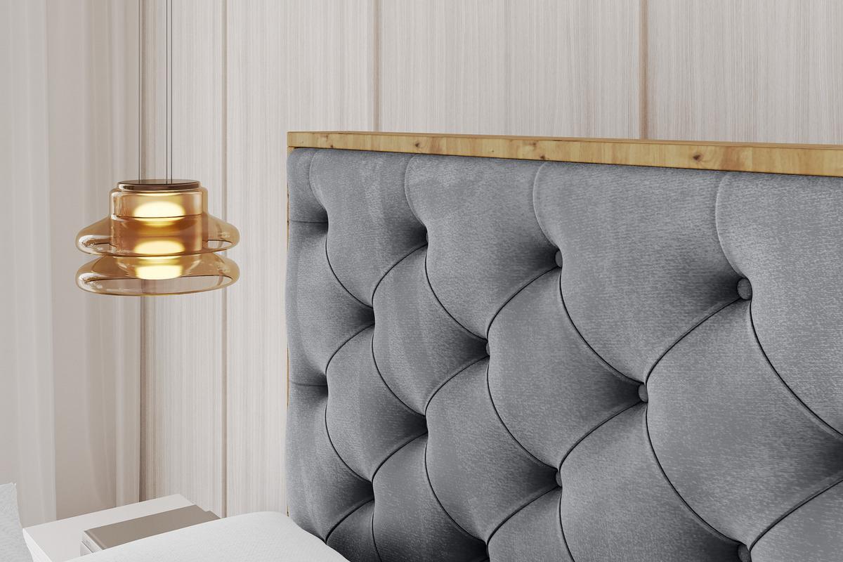 POLSTERBETT mit Bettkasten, Fußteil und Lattenrost, Boxbett mit Matratze H3/H4 - ENZO3-Z 180x200 Grau - Grau, Holzwerkstoff/Textil (180/200cm) - ALTDECOR