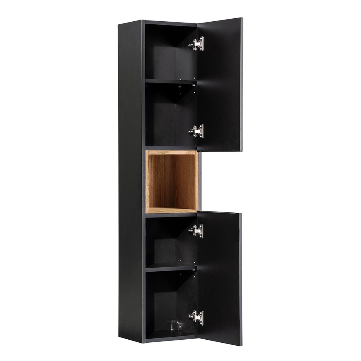 BADMÖBEL 80.4cm Riva 2er-Set Schwarz und Holz - Schwarz, Holzwerkstoff (80.4/59/40cm) - Petits-meubles