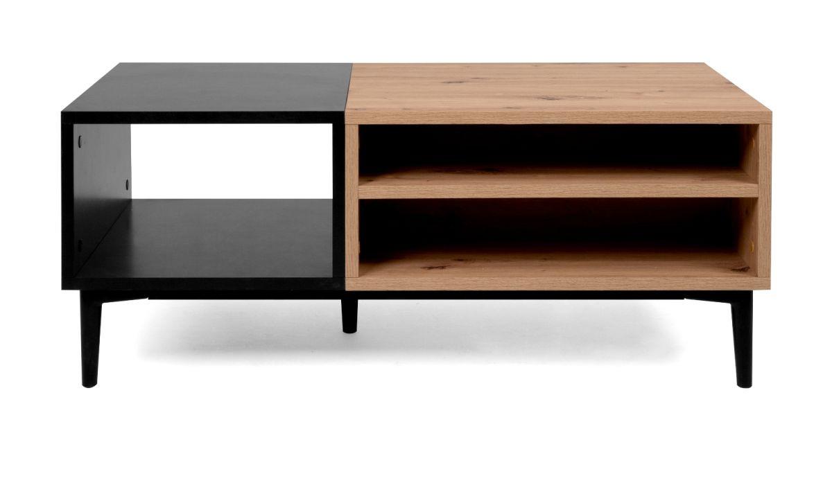 COUCHTISCH Eiche Artisan, schwarz 100 cm, Wohnzimmertisch mit Schubkasten und Ablage - Schwarz/Eiche Artisan, Holzwerkstoff (100/55/40cm) - Furn.Design
