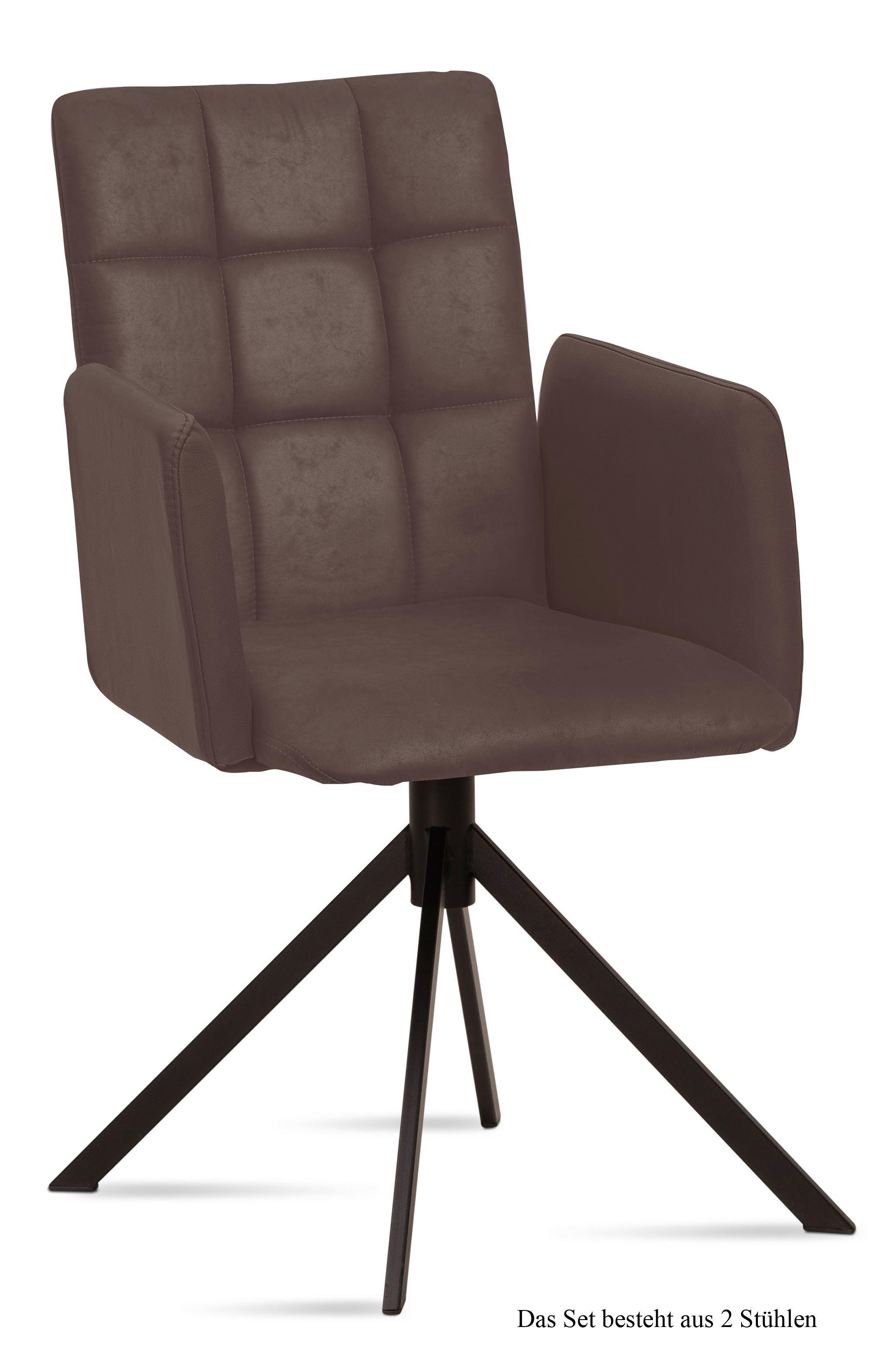 ARMLEHNSTUHL (2er-Set) Drusi 52x91x60 Schwarz/Braun - Schwarz/Braun, Kunststoff (60/91/52cm) - 58aufmkessel